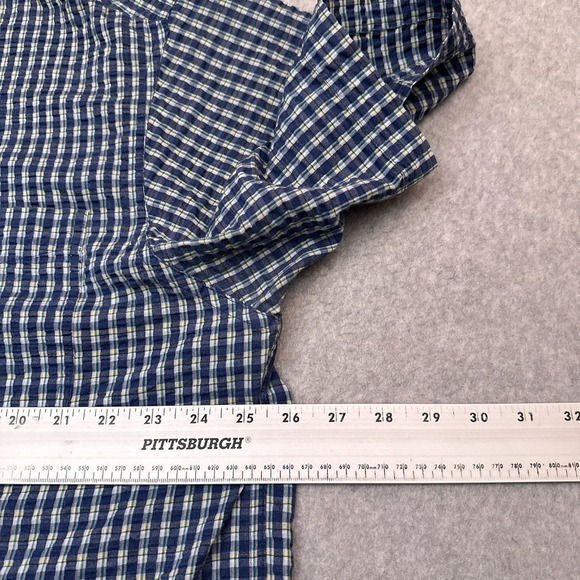 Chaps Ralph Lauren Shirt Men's XL Seersucker Grid Plaid Short Sleeve Preppy EUC‎ - Picture 6 of 9